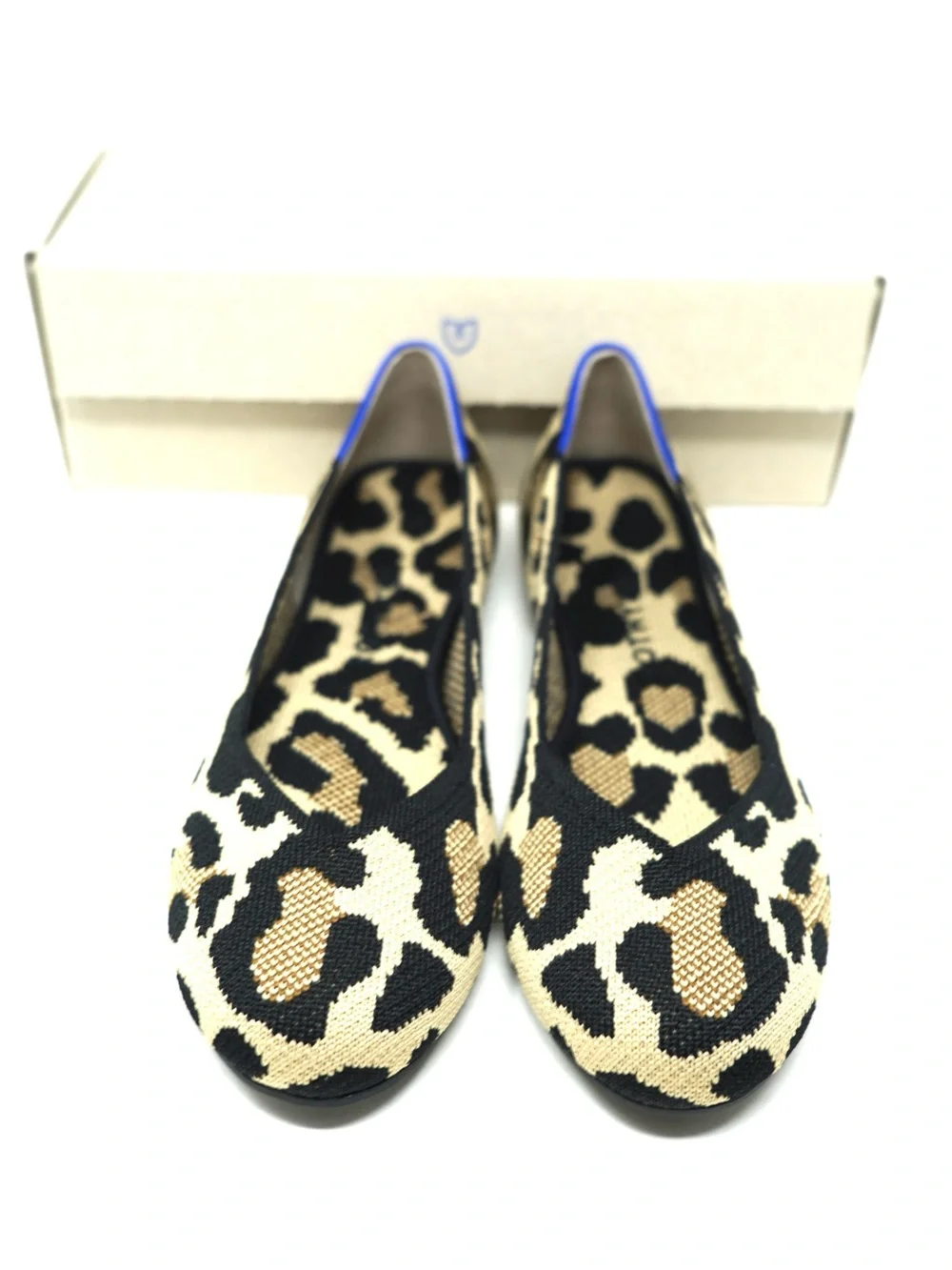 Rothy's The Flat Shoes leopard print round toe slip on ballet flats size 7 NWB